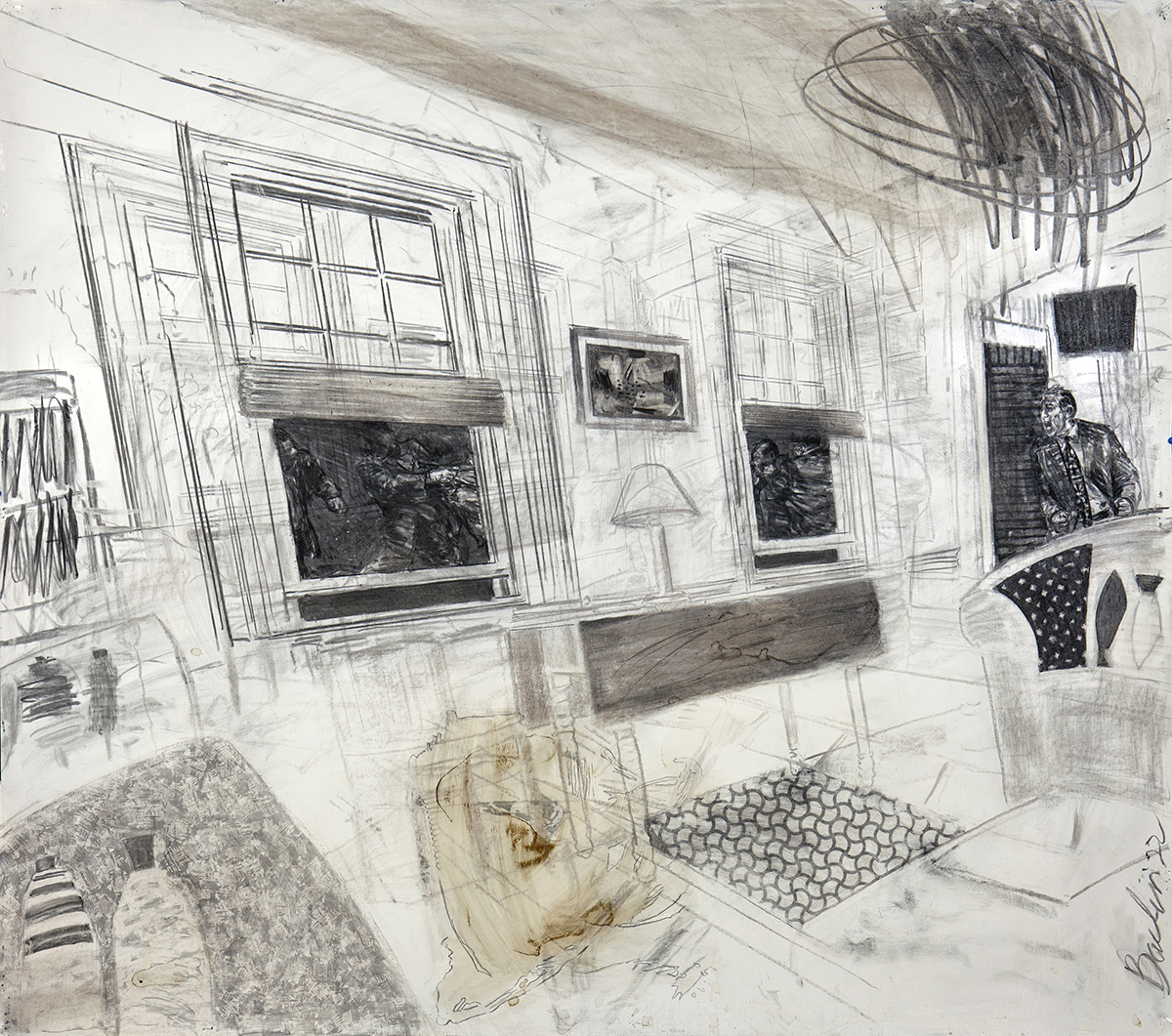 INTRUSION • 2022• Charcoal, Pastel and Coffee on Paper • 52½ × 60 inches_web