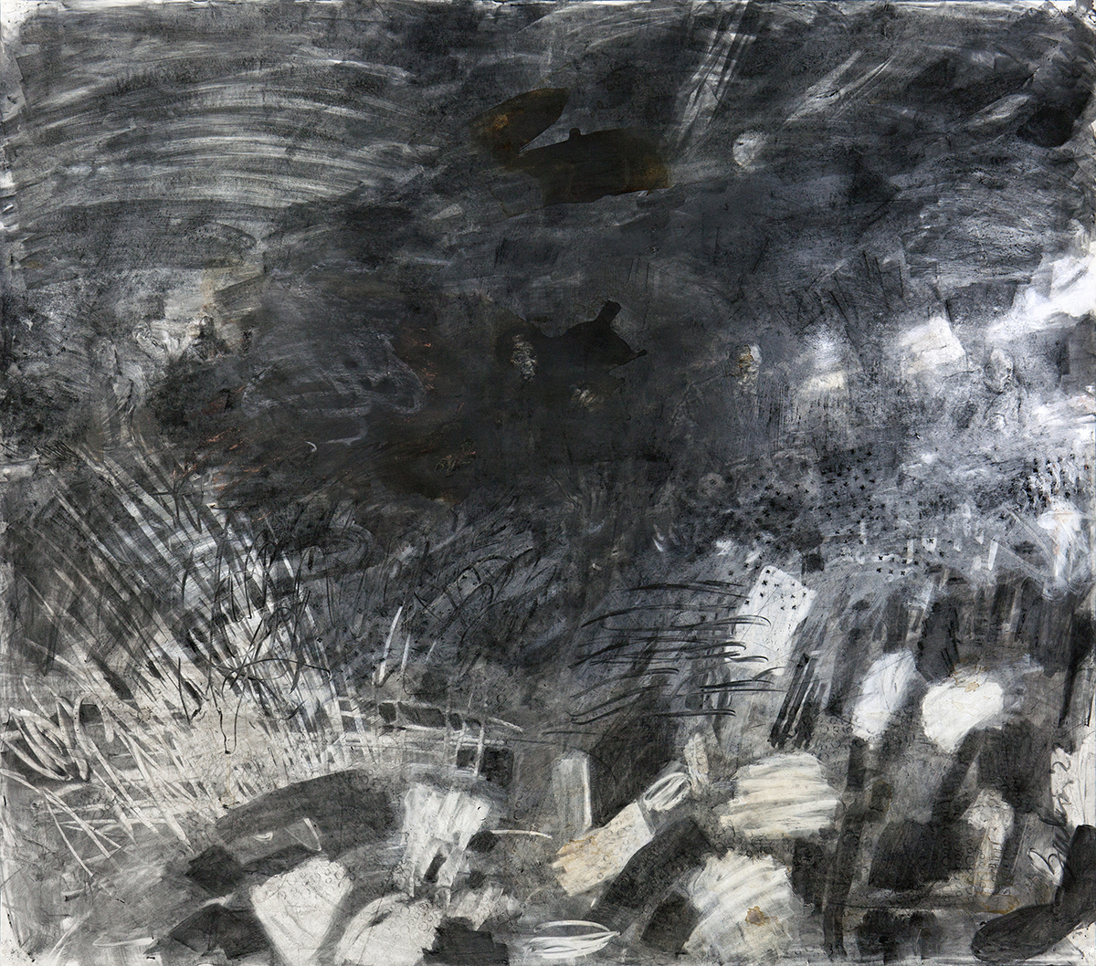 THE WATCH • 2022• Charcoal, Pastel and Coffee on Paper • 52½ × 60 inches_web